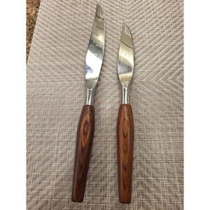 Vintage Sheffield England Mode Danish Rosewood Teak Handle Knife Cutlery Set 2